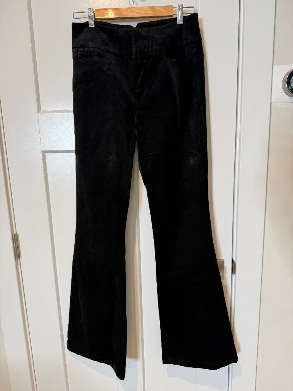 Paige Flare Black Velvet Pant Size 29
